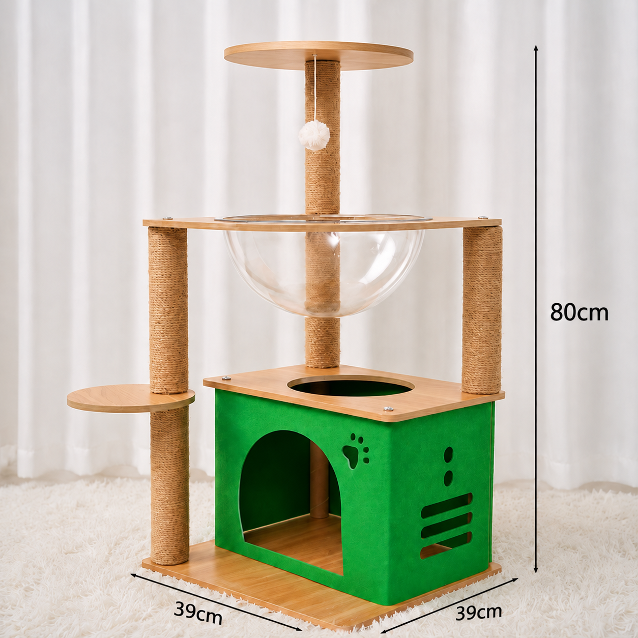 Large Wooden Cat Tree – Beige Cat Climbing Frame with Scratching Posts
