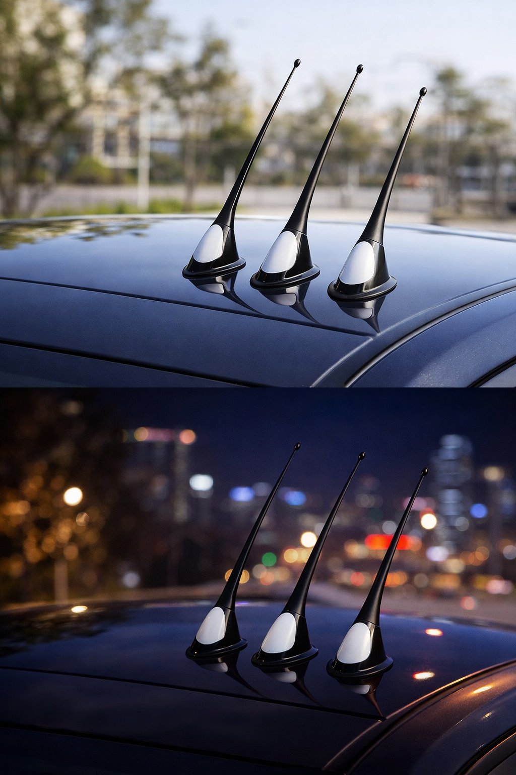 3-in-1 Universal Car Shark Fin Antenna Decorative Roof Antenna
