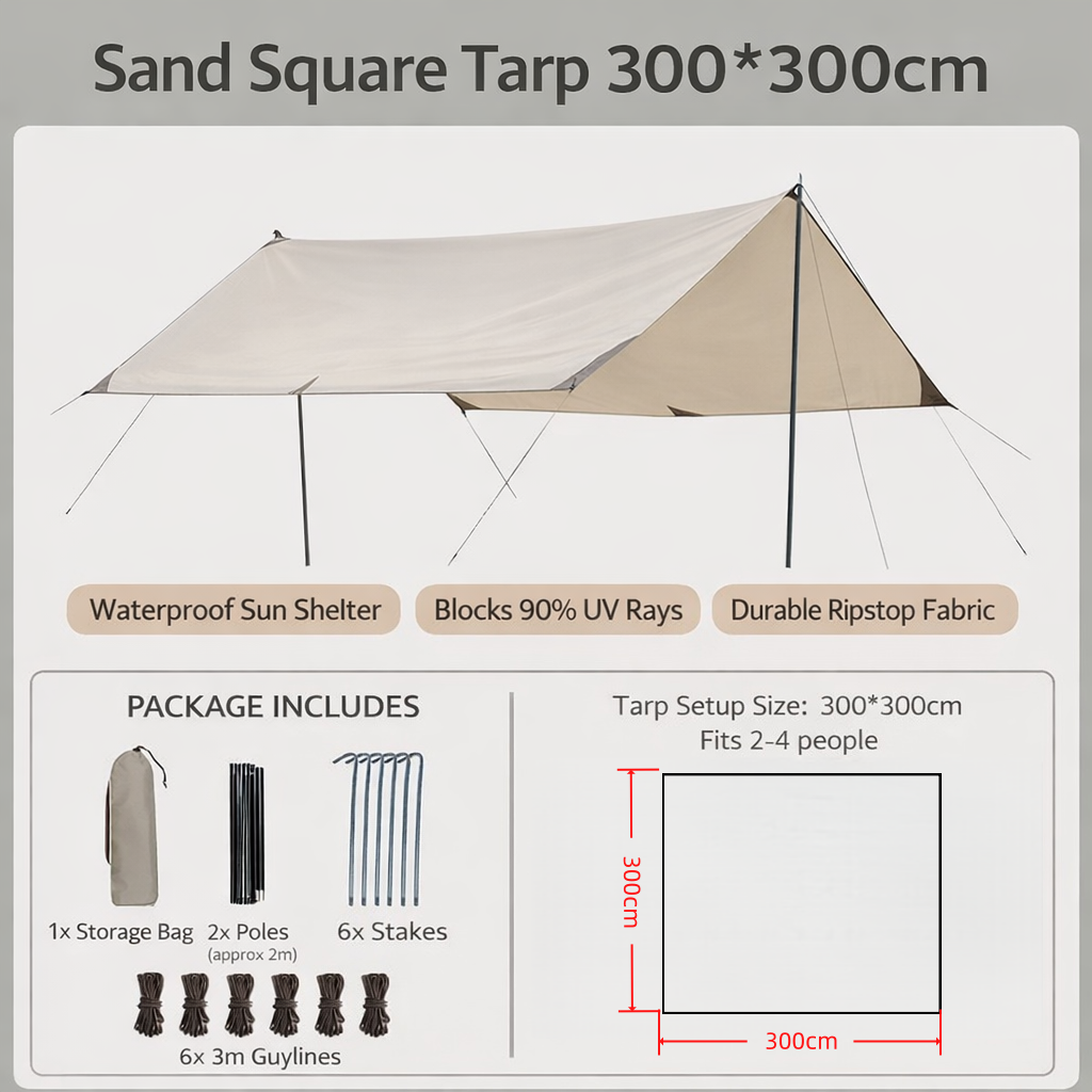 Brand new 3x3  Camping Canopy Outdoor Sunscreen Awning Portable Waterproof Tarp Multifunctional Shelter
