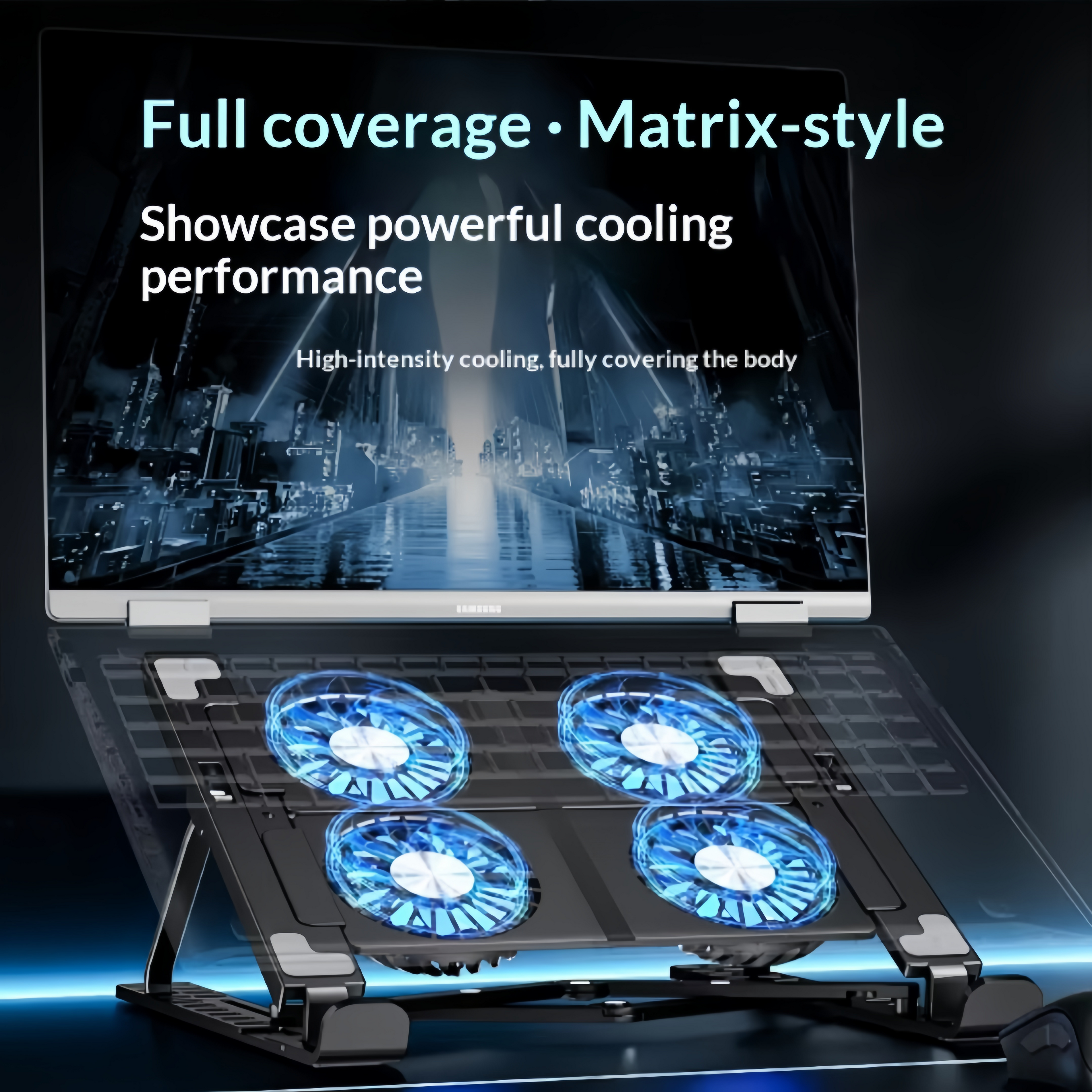 Universal RGB LED Laptop Cooling Stand with Big Fan for Gaming Laptop, MacBook & Tablet