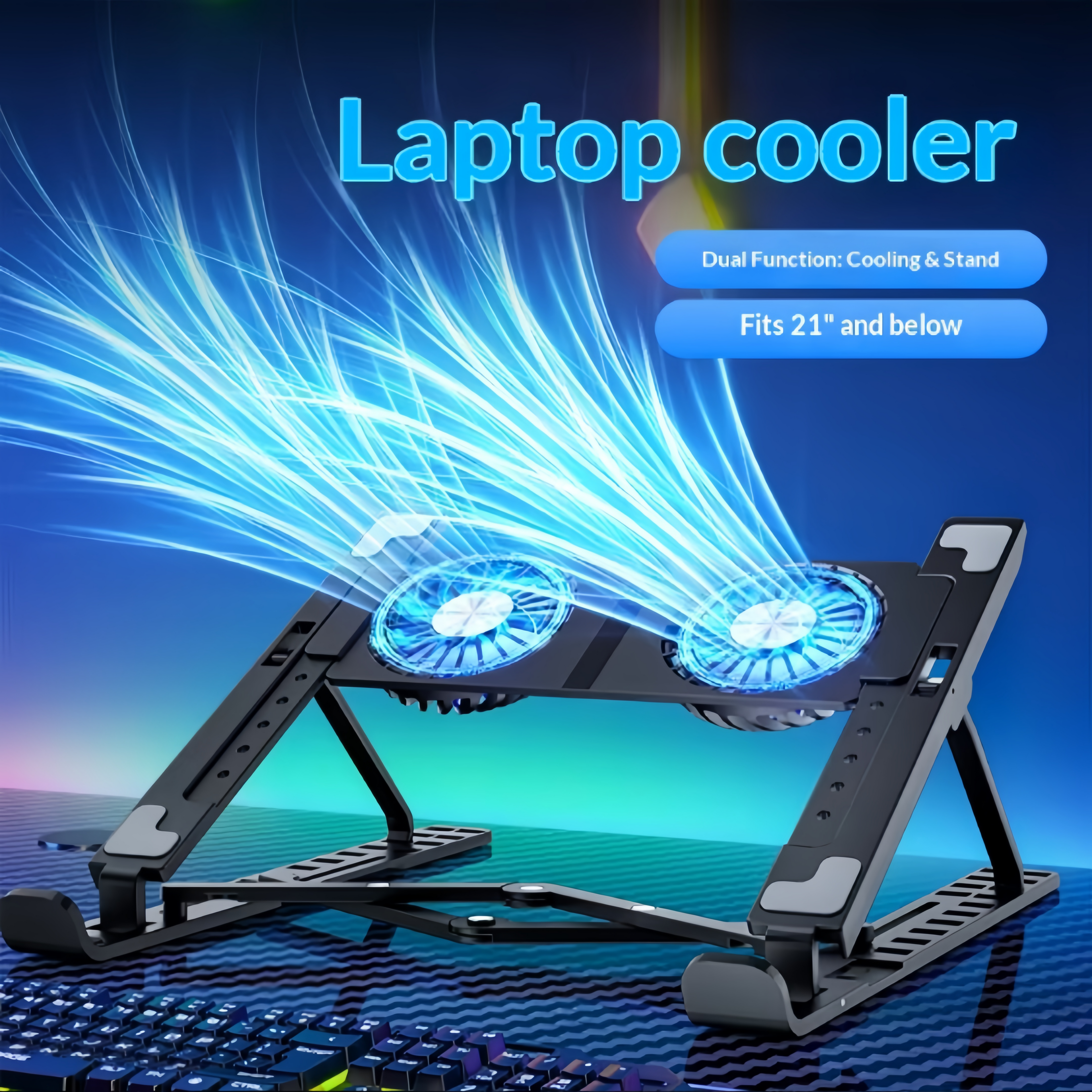 Universal RGB LED Laptop Cooling Stand with Big Fan for Gaming Laptop, MacBook & Tablet