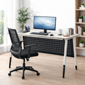 Modern Office Desk with Metal Legs and Privacy Panel – Home Office Study Desk