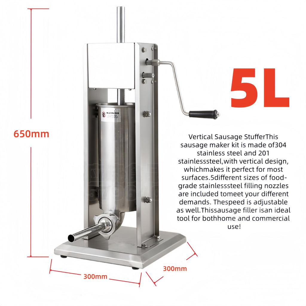 5L Vertical Sausage Stuffer – Manual Stainless Steel Sausage Filling Machine for Home & Commercial Use