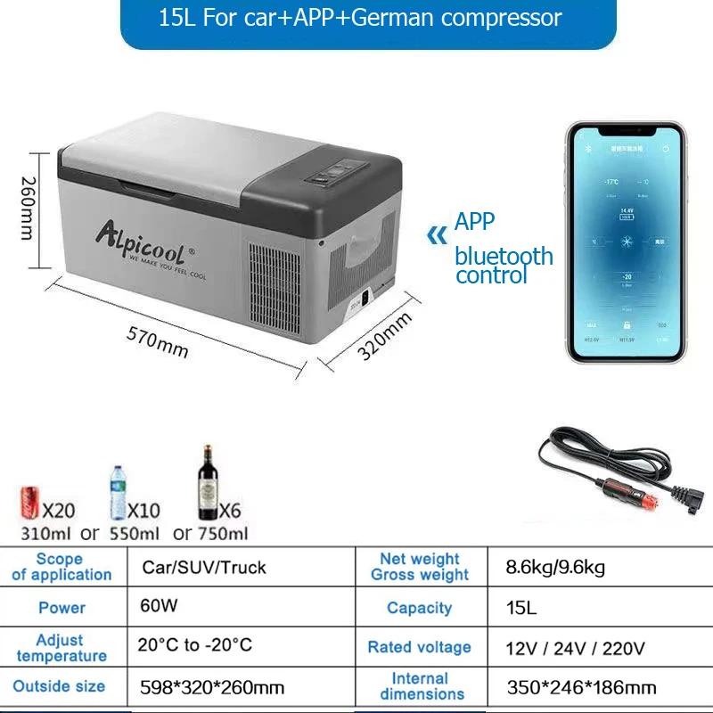 15L Portable Car Fridge Freezer – Dual Use for Home & Car (12V/24V DC + AC Compatible)