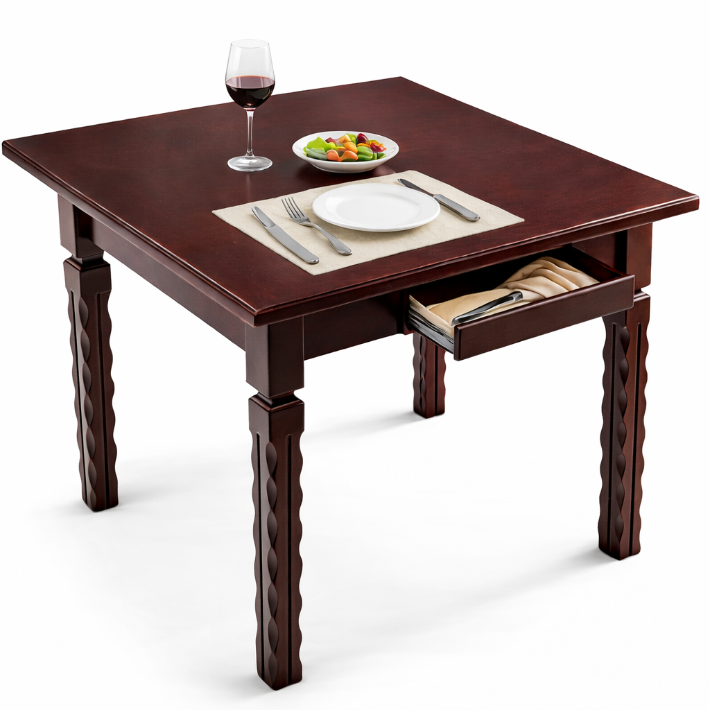 Solid Wood Multifunctional Mahjong Table with Drawers (87×87×76 cm)