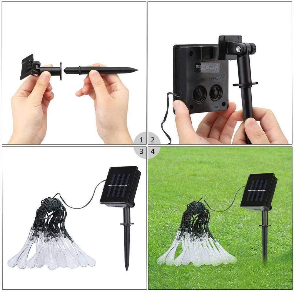 11M 60 Leds Solar Water Drop String Lights 8 Modes LED Fairy Light for outdoor Decoration