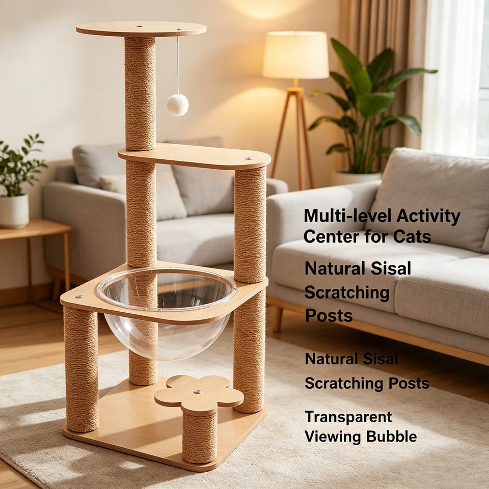 Multi-Level Cat Tree with Sisal Scratching Posts, Cozy Condo & Stable Base