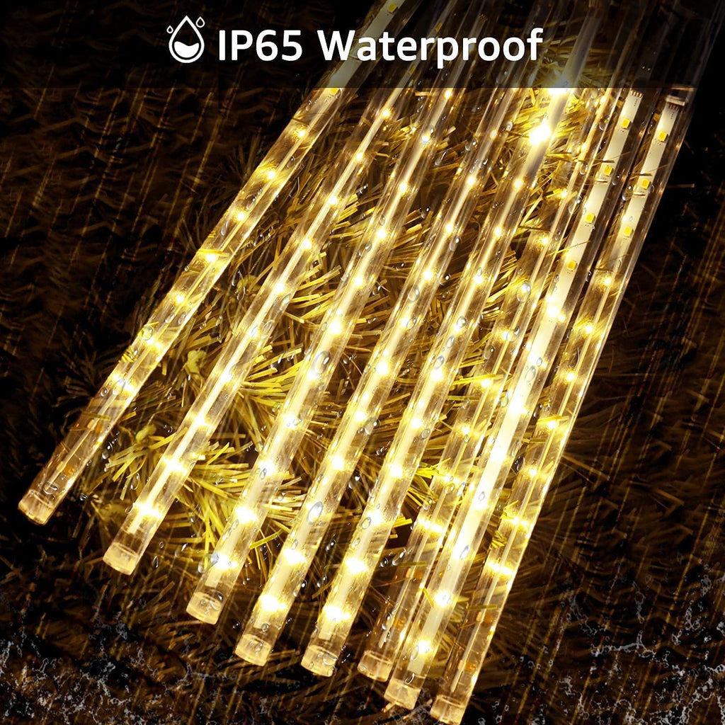 AC Power 30cm x8pcs Beads Falling Meteor Rain Lights String Lights-Warm White