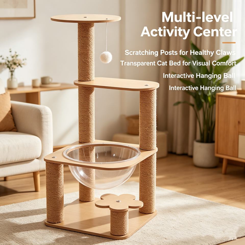 Multi-Level Cat Tree with Sisal Scratching Posts, Cozy Condo & Stable Base