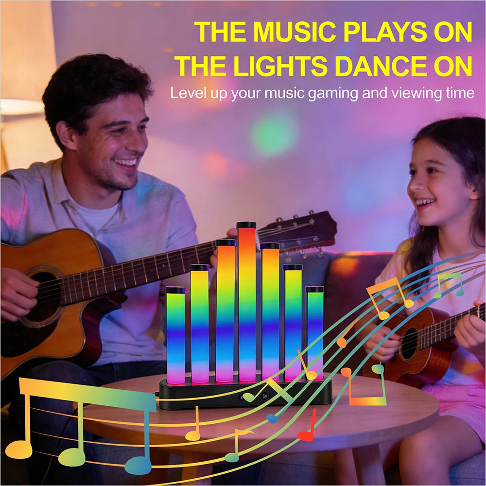 USB 5V RGB Sound Control Music Rhythm Light, LED Ambient Light Bar, Desktop Ornament for Computer Desk Bedroom