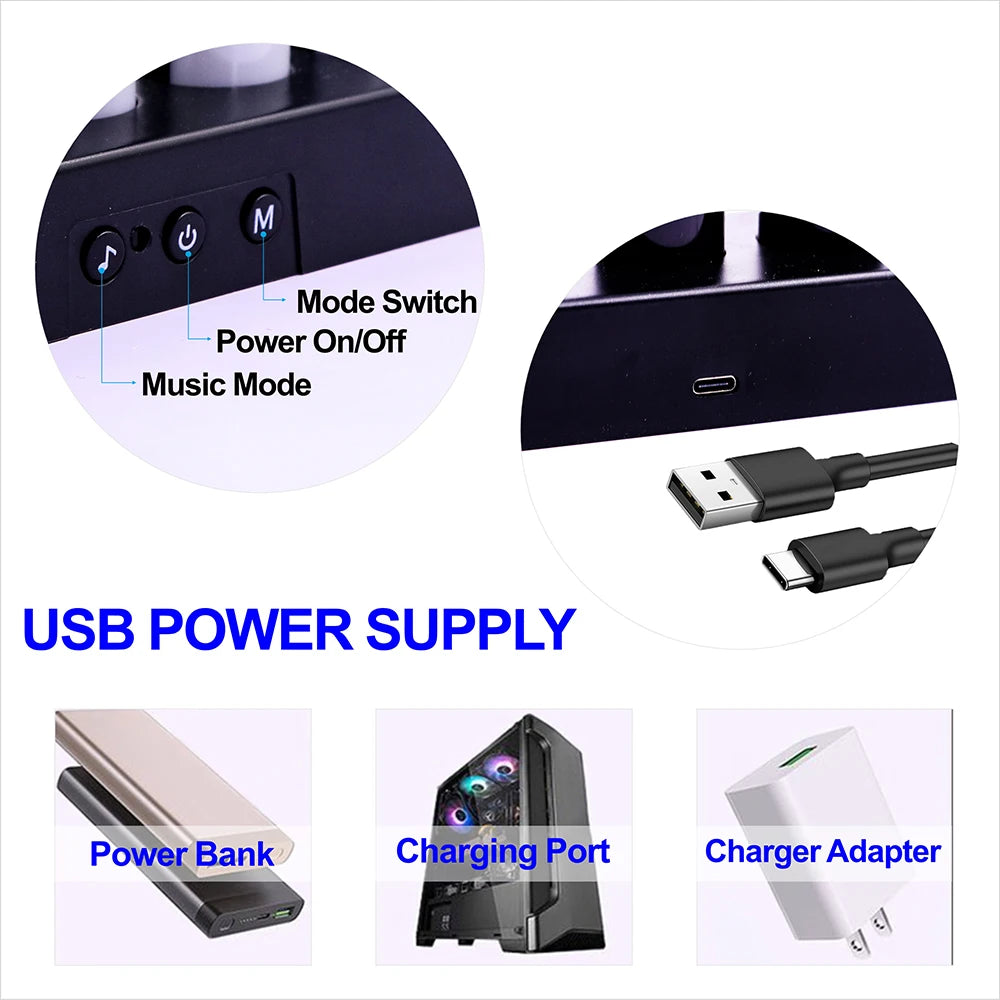 USB 5V RGB Sound Control Music Rhythm Light, LED Ambient Light Bar, Desktop Ornament for Computer Desk Bedroom