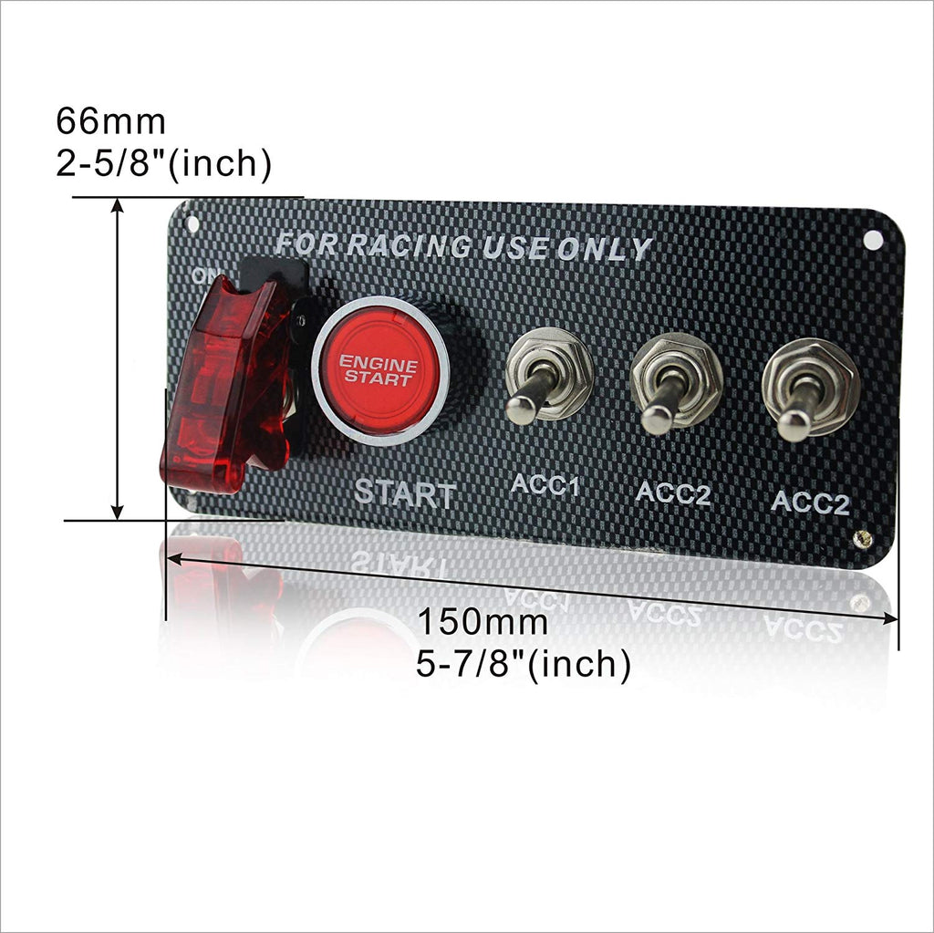 DC 12V Ignition Switch Panel 5 in 1 Car Engine Start Push Button LED Toggle