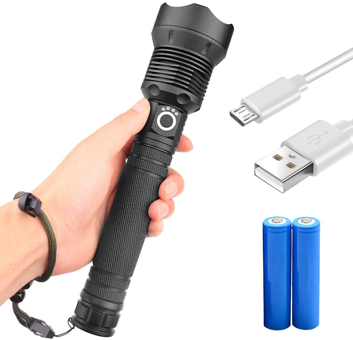 High Power Tactical LED Flashlight – USB Rechargeable & Zoomable