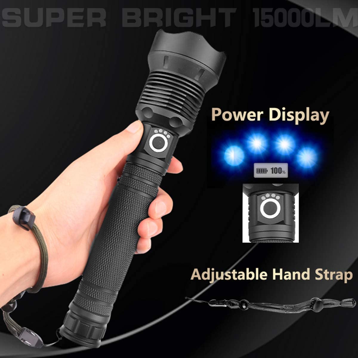 High Power Tactical LED Flashlight – USB Rechargeable & Zoomable