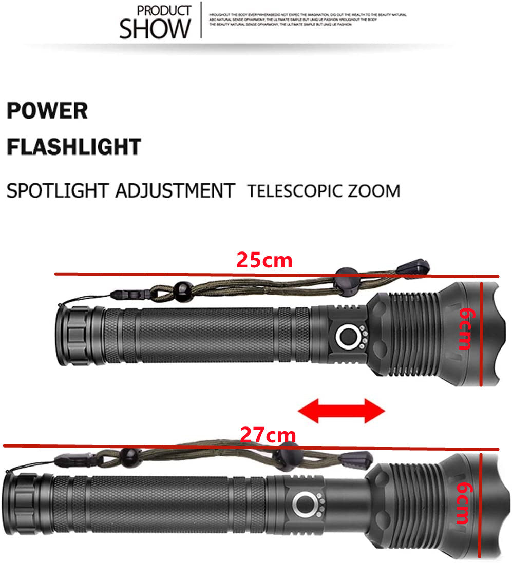 High Power Tactical LED Flashlight – USB Rechargeable & Zoomable