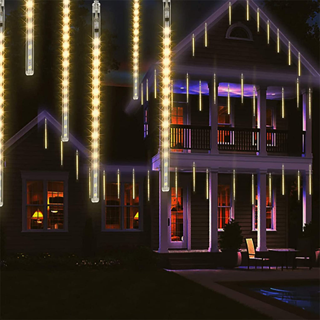 AC Power 30cm x8pcs Beads Falling Meteor Rain Lights String Lights-Warm White