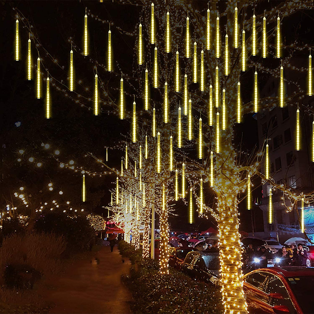 AC Power 30cm x8pcs Beads Falling Meteor Rain Lights String Lights-Warm White