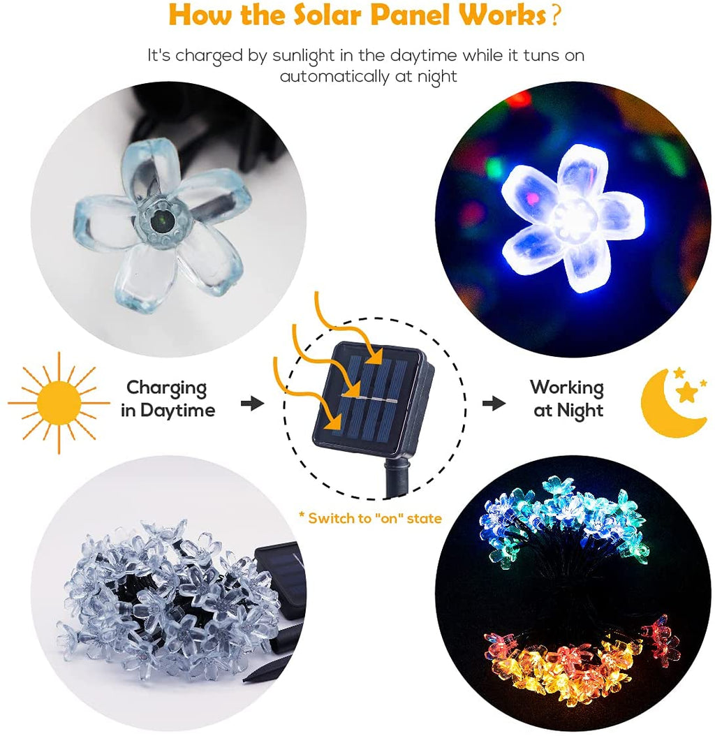 6.5M 30 Leds Solar Flower String Lights 8 Modes LED Fairy Light for outdoor Decoration