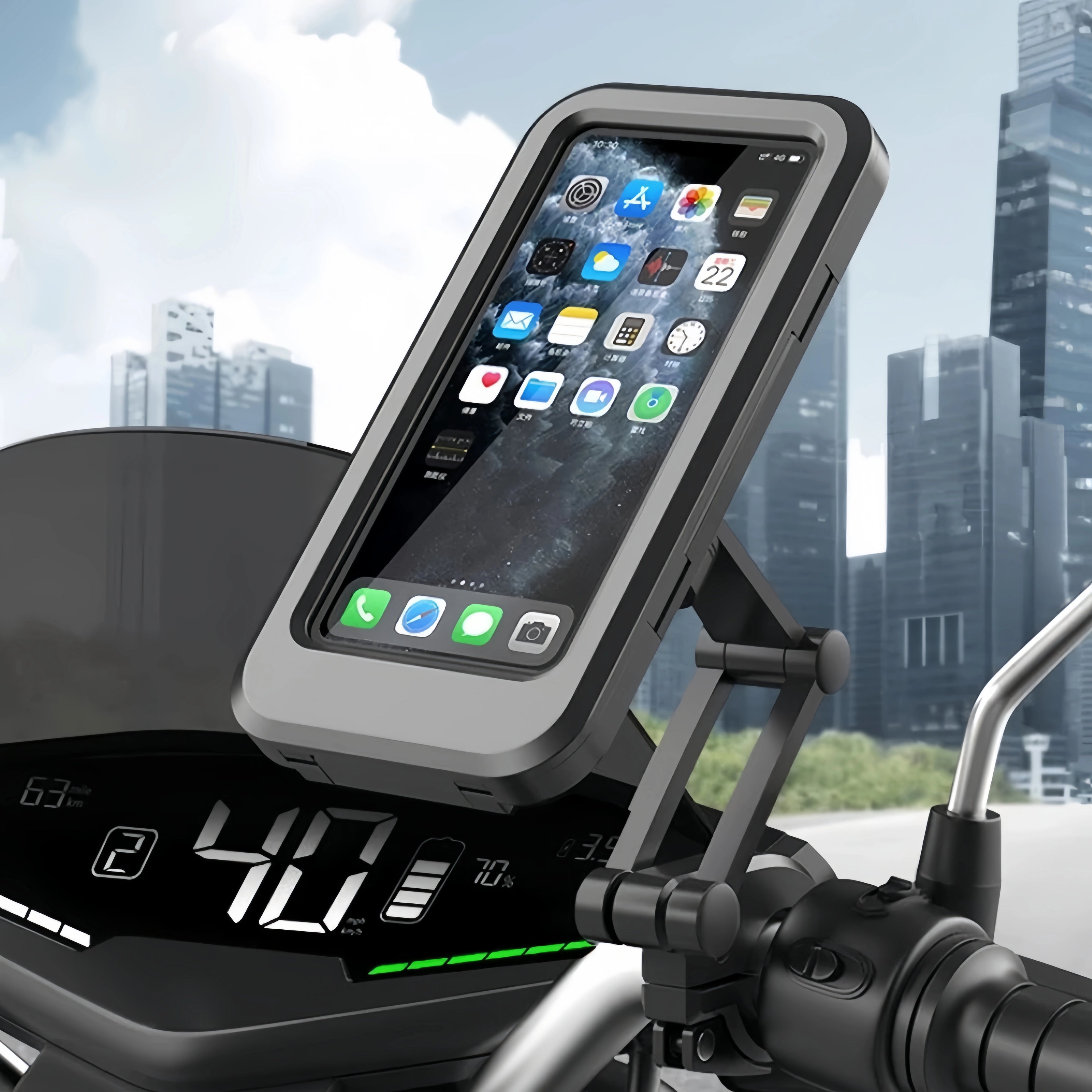 Waterproof 360 Rotatable Bike Phone Holder - Fits 5.5-7" Phones (Motorcycle/Bicycle Compatible)