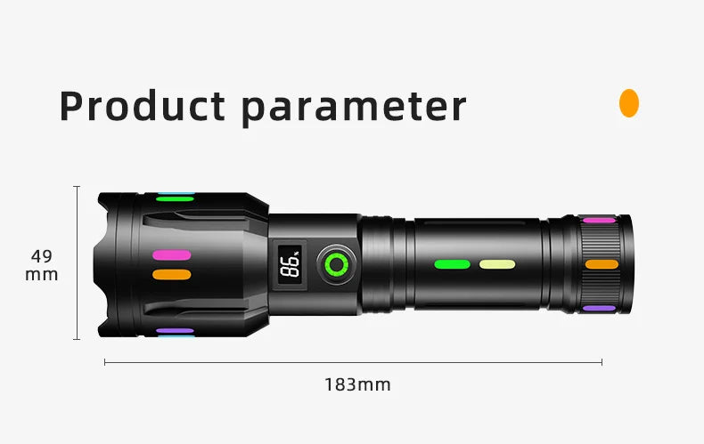 LED Flashlight Typ-C Rechargeable High Power Waterproof Flashlight