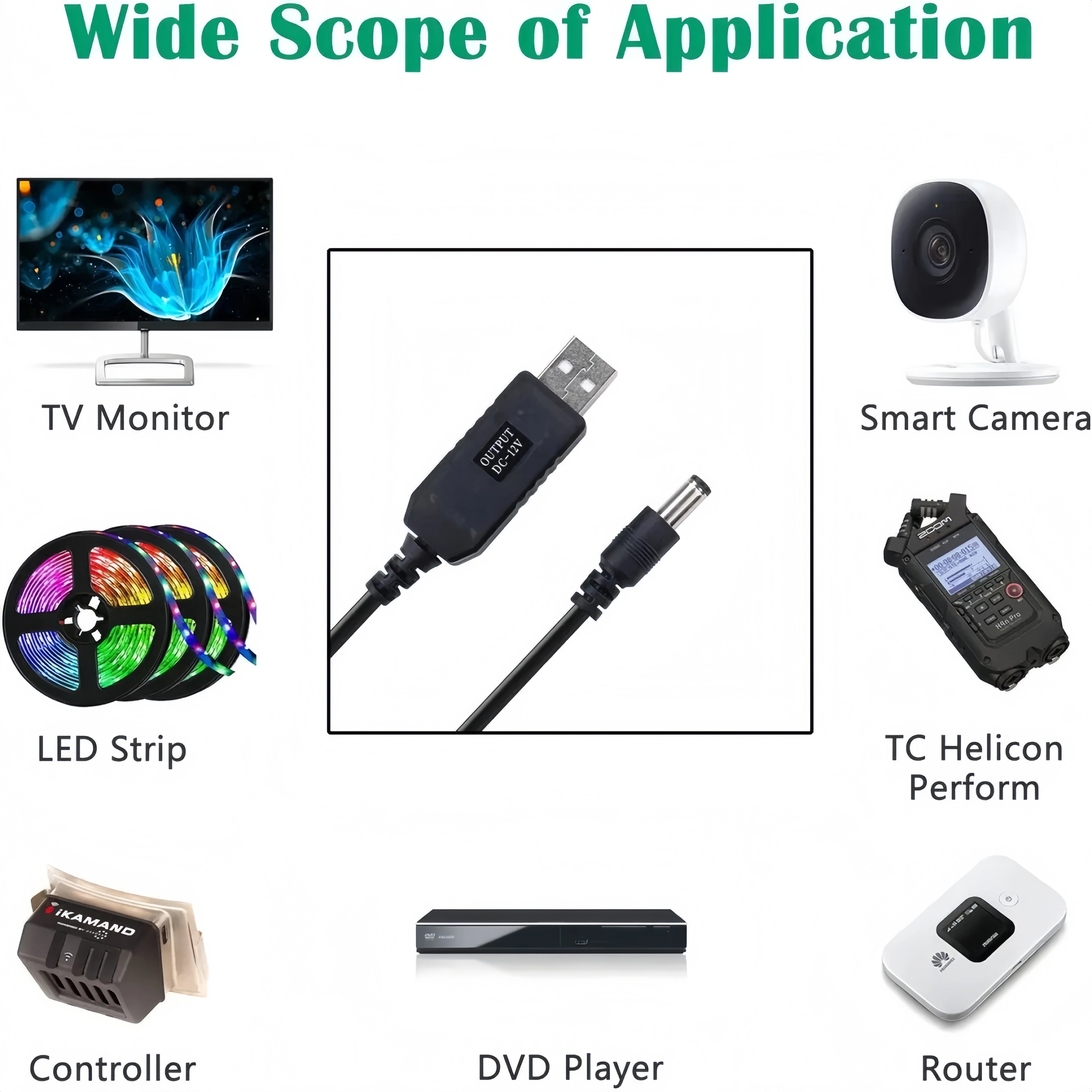 DC 5V to 12V USB Step-Up Converter Adapter Cable 2.1x5.5mm