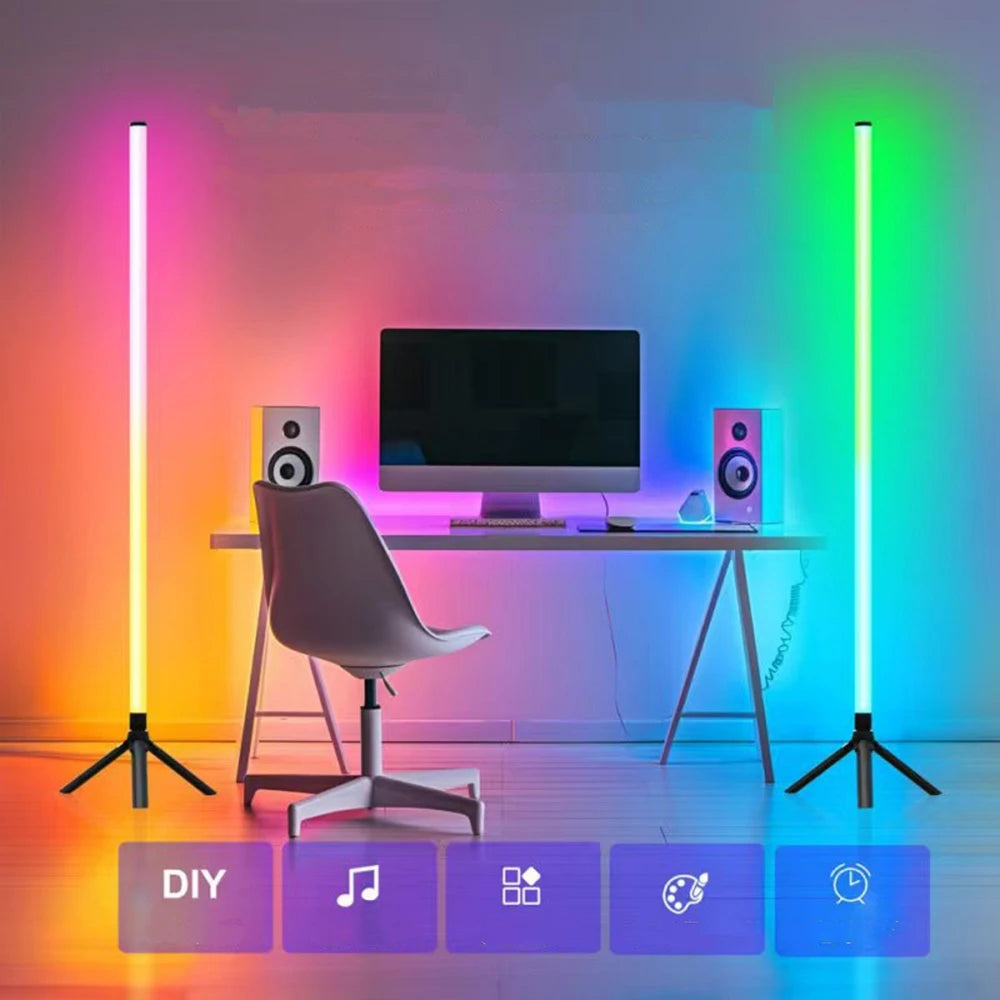 Modern Intelligent RGB Room Corner Floor Ambient Light USB Power LED Light Indoor Decoration Mobile APP Dimming Vertical Light