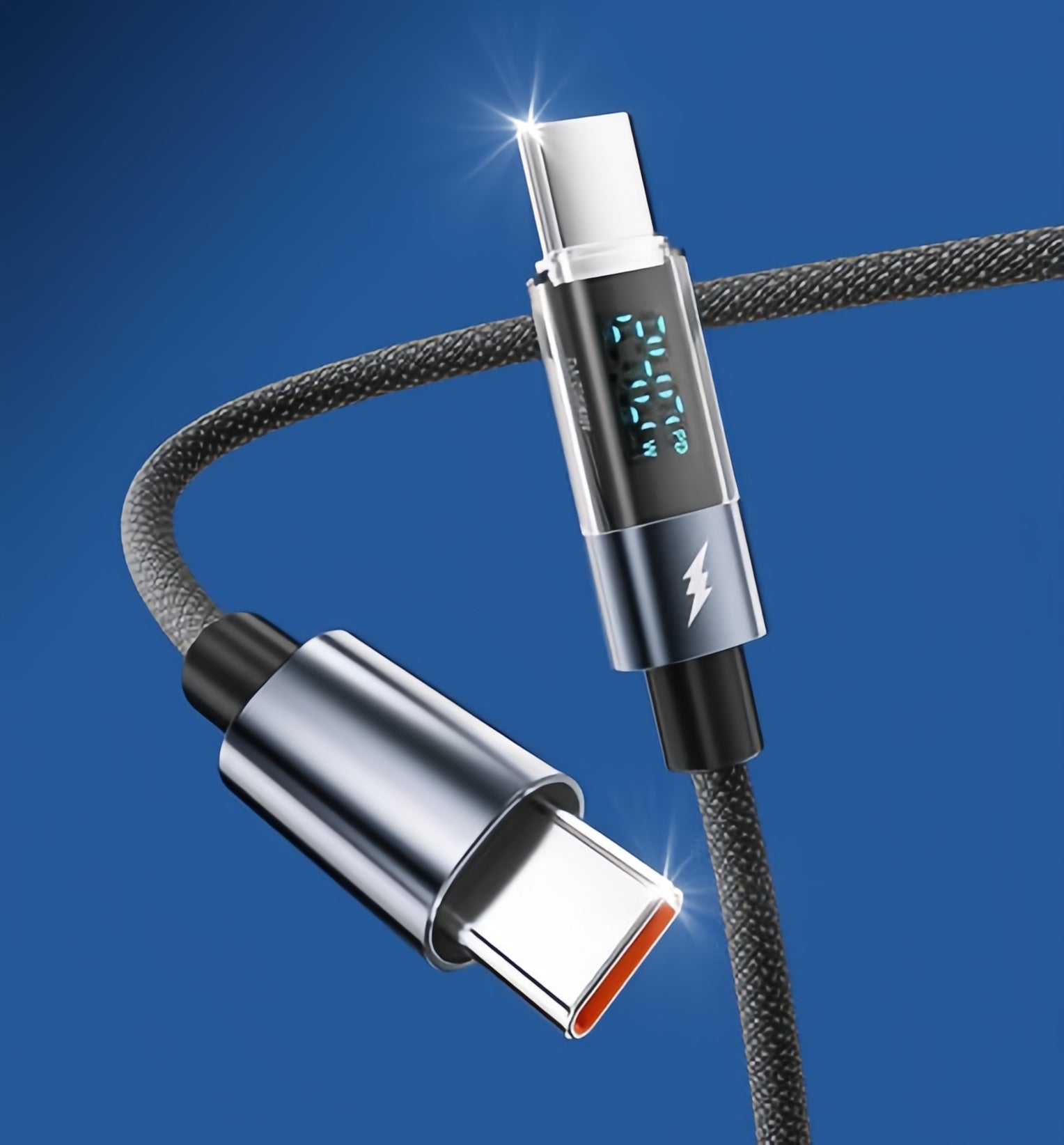 Smart Digital Display Fast Charging Cable 240W Multipurpose Suitable for PD27W 65W Durable Charging Data Line Accory