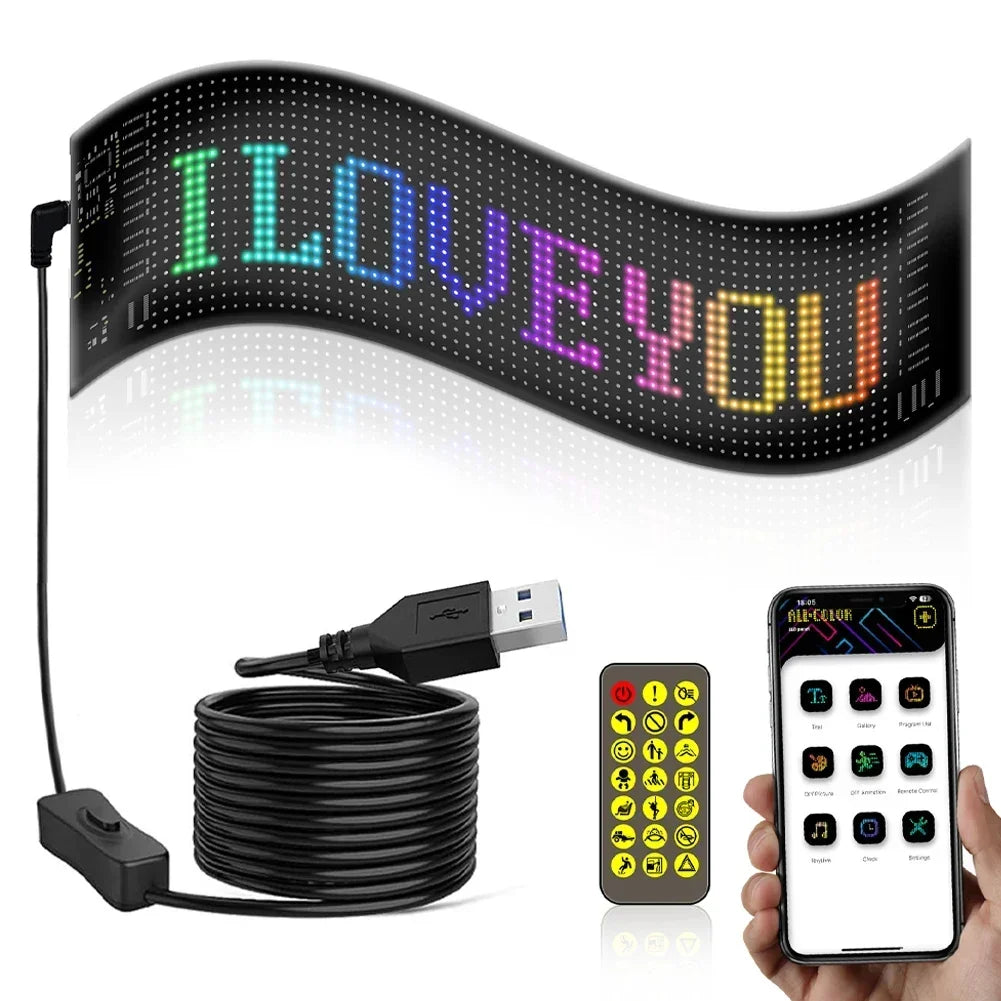 Led Devil Eyes For Truck Led Matrix Panel RGB LED Car Panel DIY Programmable Bluetooth App Control Scrolling Light Decorative