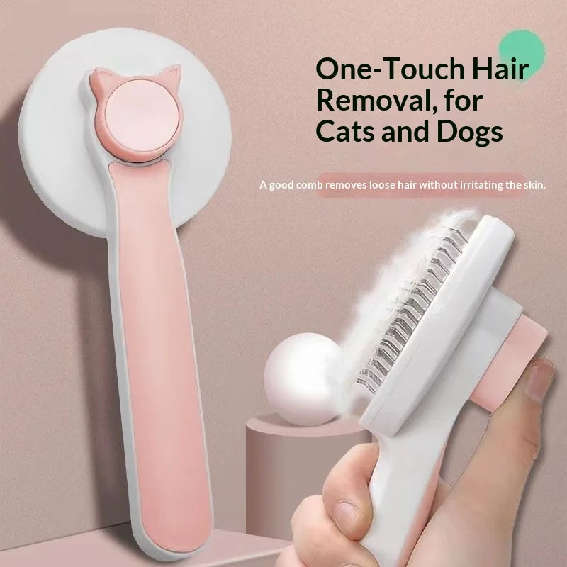 Pet Self Cleaning Slicker Brush – Deshedding & Dematting Comb for Cats & Dogs