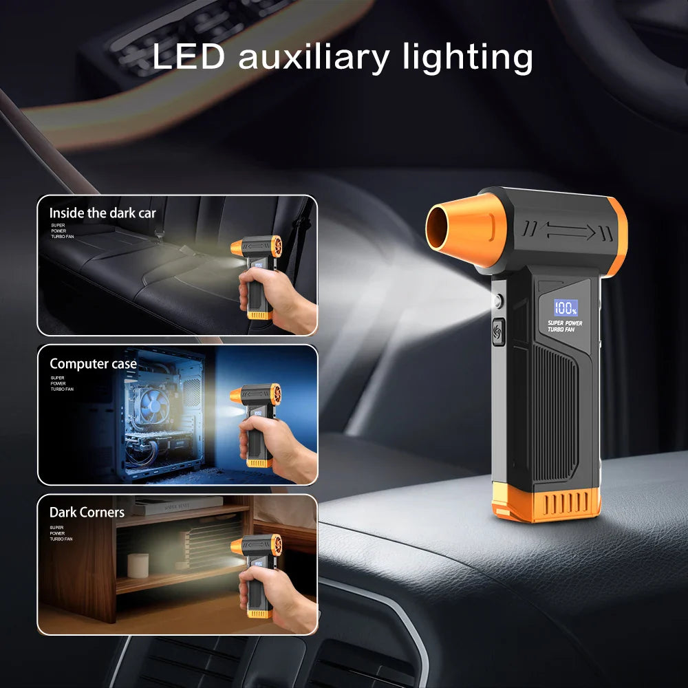 Brushless Wireless Jet Fan Turbo Air Blower For Car Cleaning With LED Light
