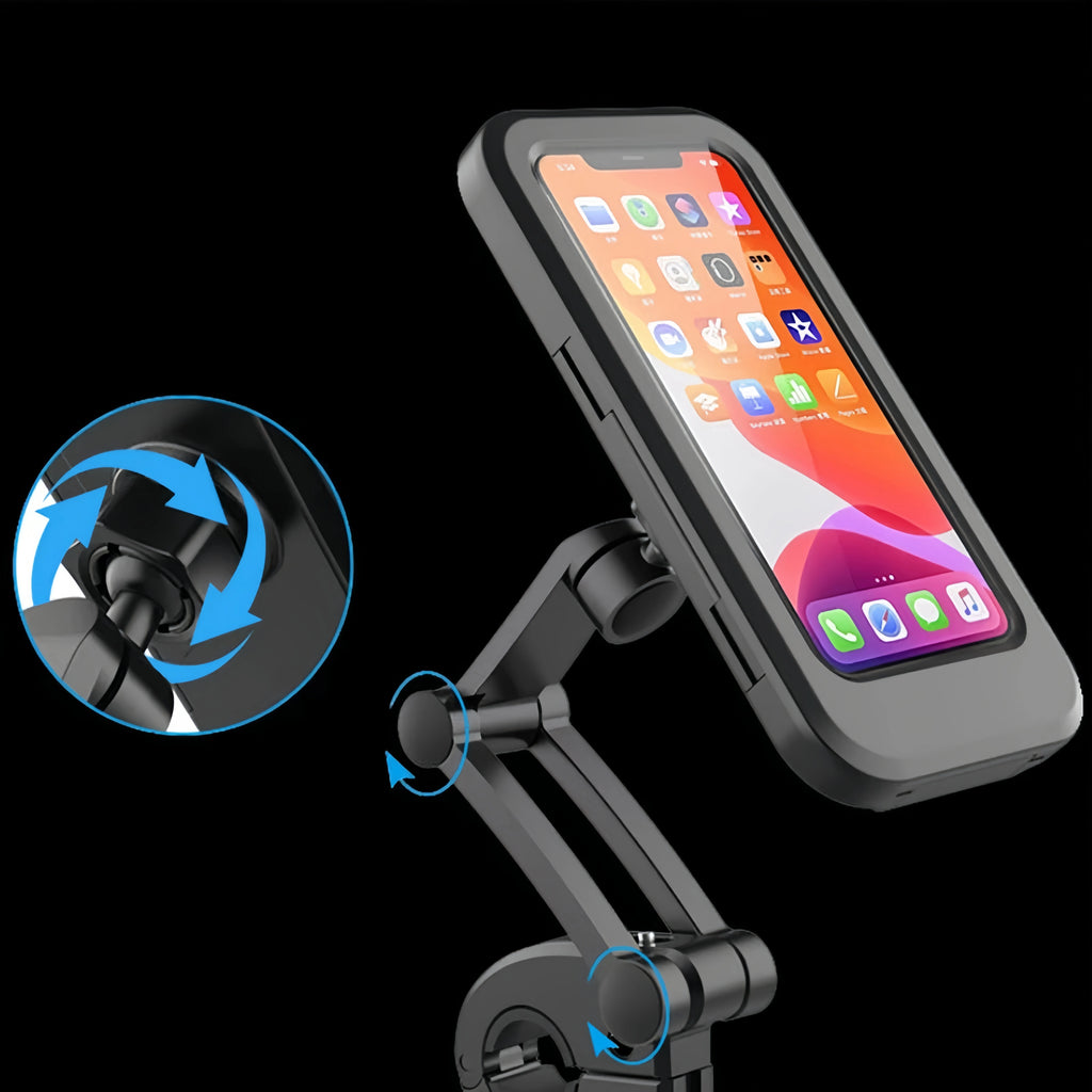 Waterproof 360 Rotatable Bike Phone Holder - Fits 5.5-7" Phones (Motorcycle/Bicycle Compatible)