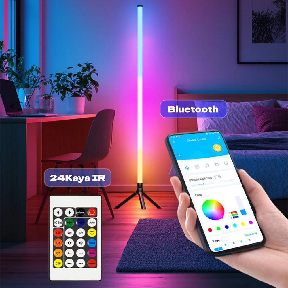 Modern Intelligent RGB Room Corner Floor Ambient Light USB Power LED Light Indoor Decoration Mobile APP Dimming Vertical Light