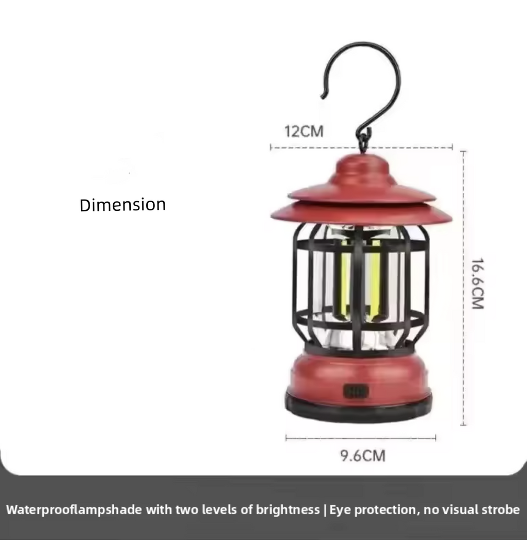 Rechargeable Camping Lantern Stepless Dimming COB Portable Waterproof for Hiking Fishing Emergency Home Power Outages Indoor Out