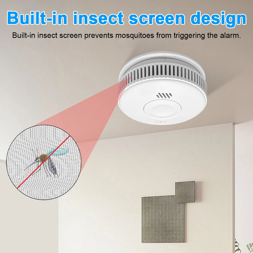 Smoke Detector Fire Alarm 3-Year Battery Built-in Sound Sensor for Home Kitchen Living Room