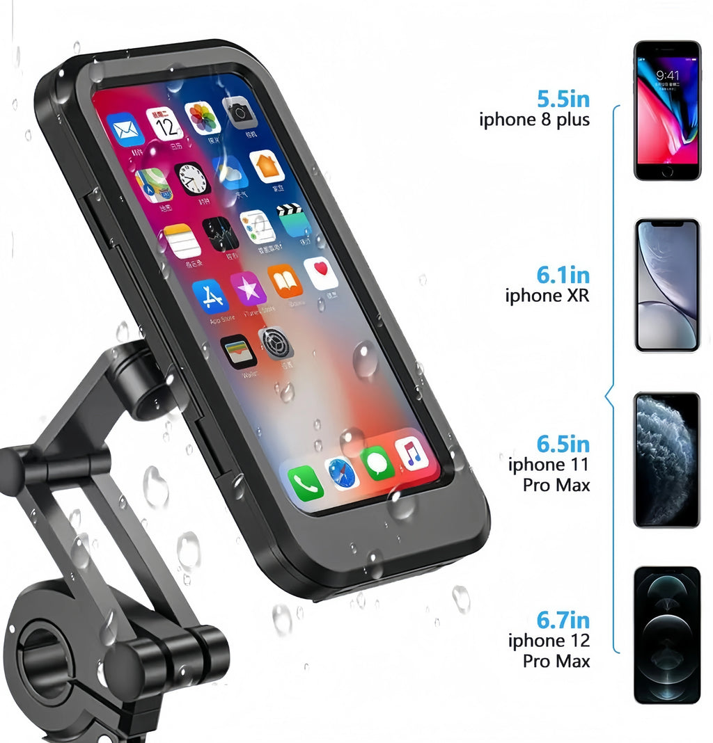 Waterproof 360 Rotatable Bike Phone Holder - Fits 5.5-7" Phones (Motorcycle/Bicycle Compatible)