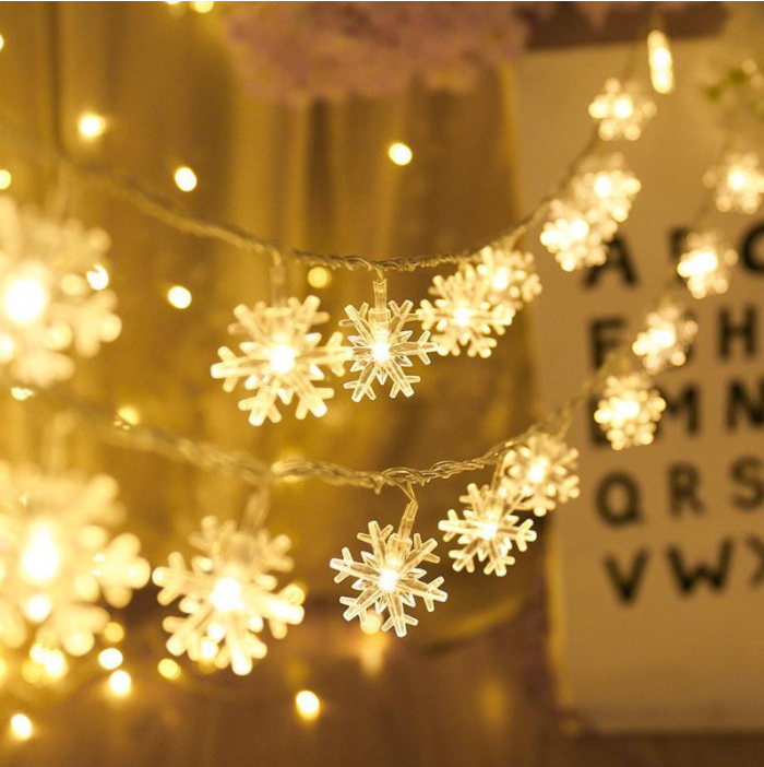 6M 40 Leds Battery Operated  Snowflake String Lights LED Fairy Light With Battery Box