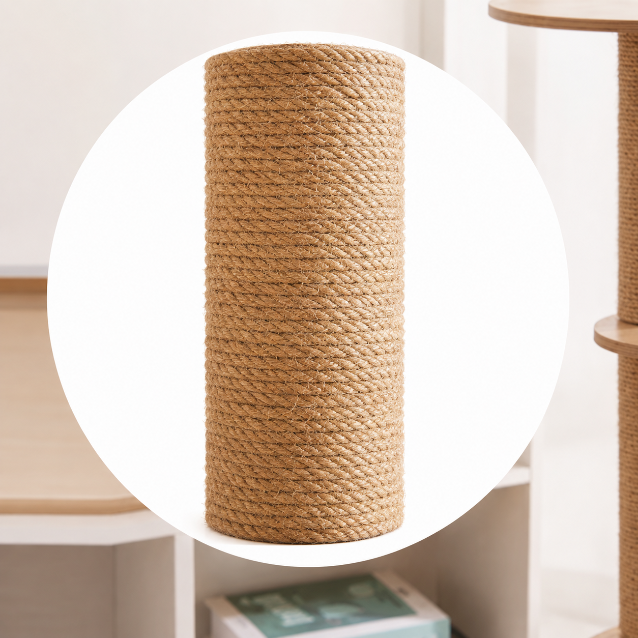 Large Wooden Cat Tree – Beige Cat Climbing Frame with Scratching Posts