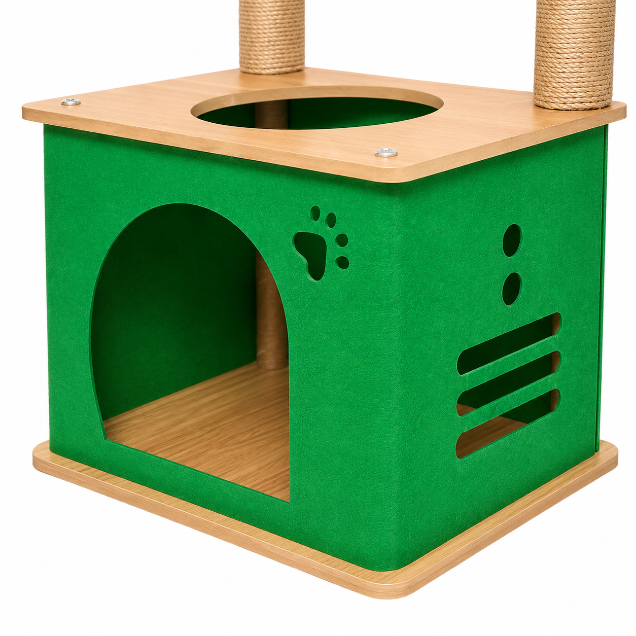 Large Wooden Cat Tree – Beige Cat Climbing Frame with Scratching Posts