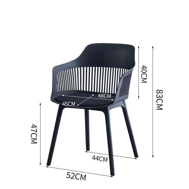 Modern Nordic Plastic Dining Chair with Armrests and Soft Cushion for Indoor Outdoor Use