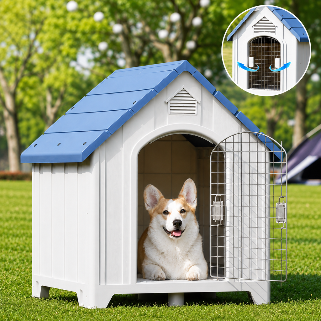 Weatherproof Outdoor Dog Kennel for Large Dogs – Insulated PP Dog House