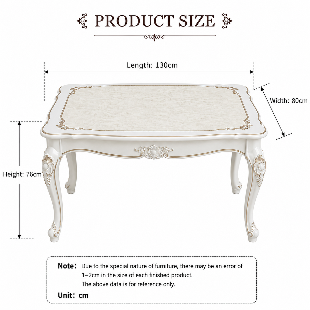 Luxury European Style Dining Table – Modern White Rectangular Dining Table for Kitchen, Dining Room & Restaurant