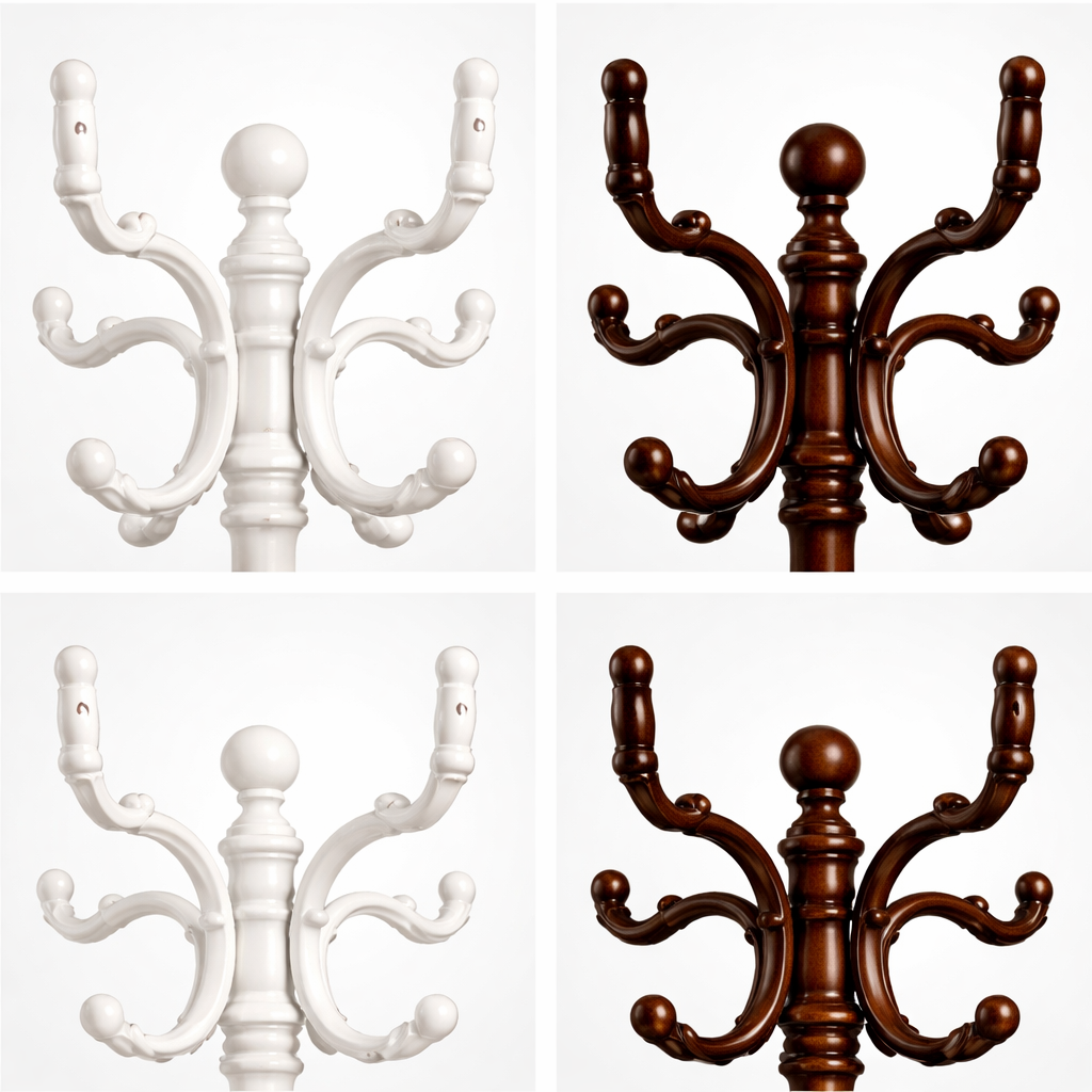 European Style Solid Wood Coat Rack, Single Pole Floor Hanger
