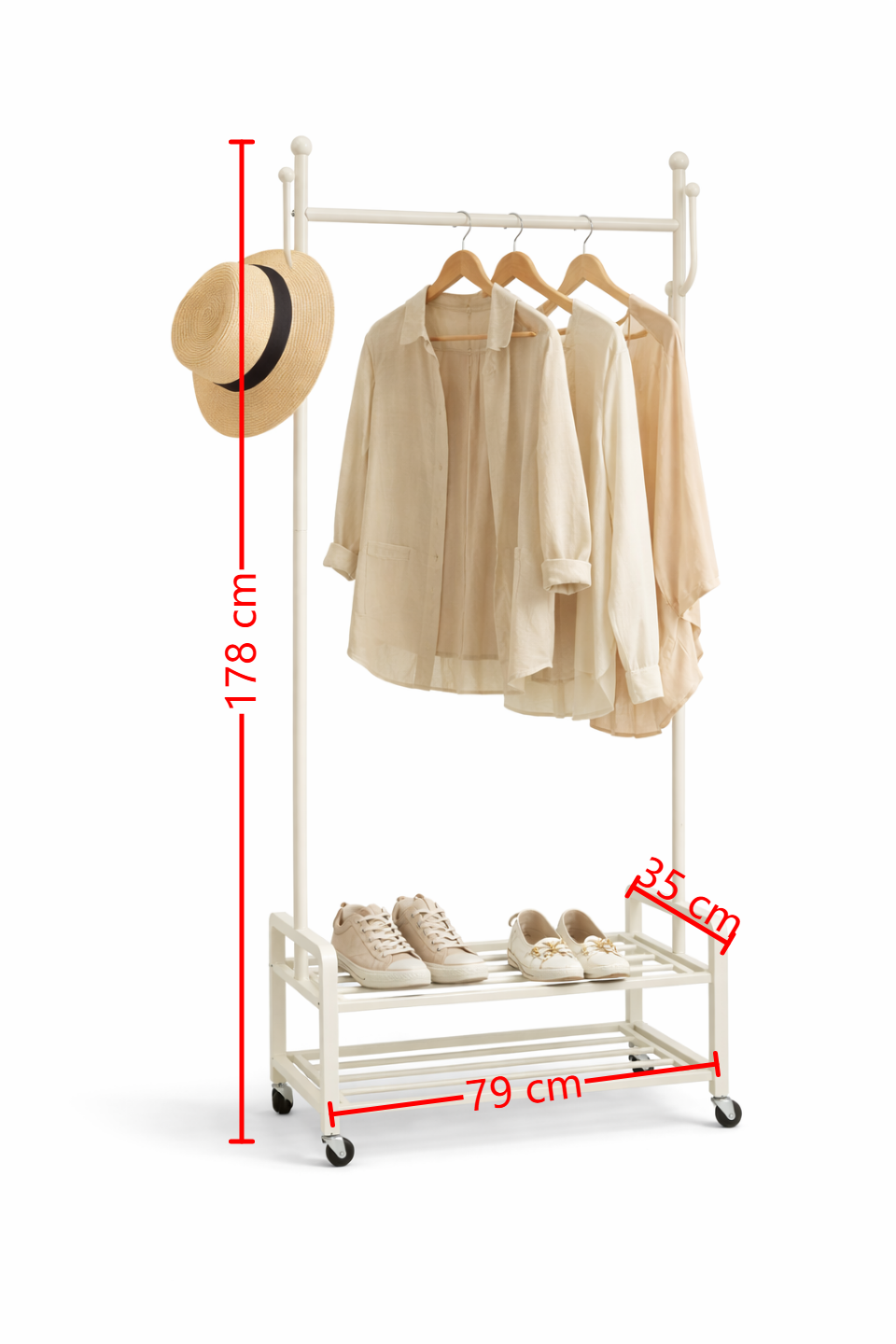 Simple Mobile Clothes Rack with Wheels, Sturdy Floor Coat Rack