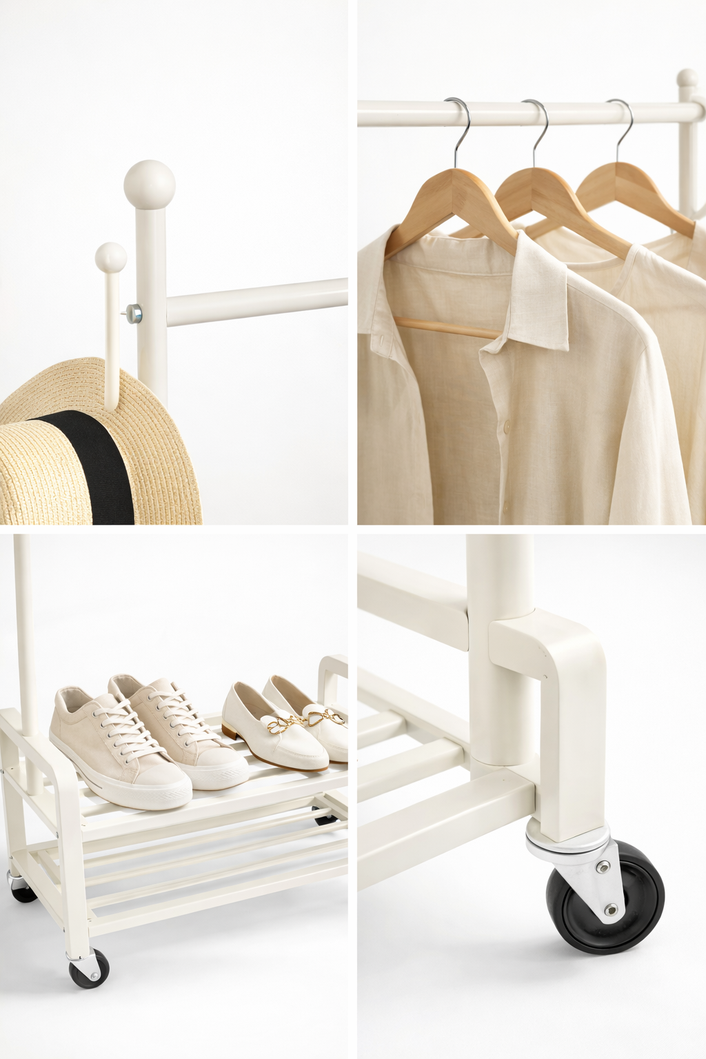 Simple Mobile Clothes Rack with Wheels, Sturdy Floor Coat Rack